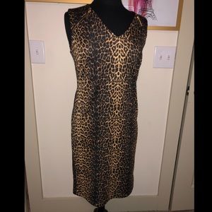 Leopard print dress with gold detailing